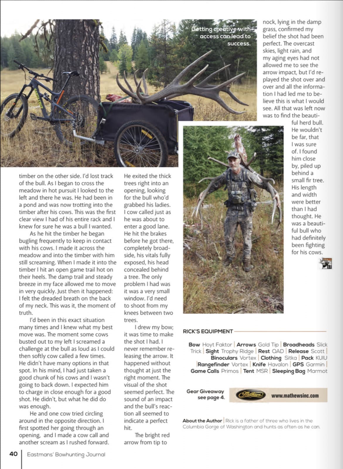 Eastmans' Bowhunting Journal — article continuation with field photos