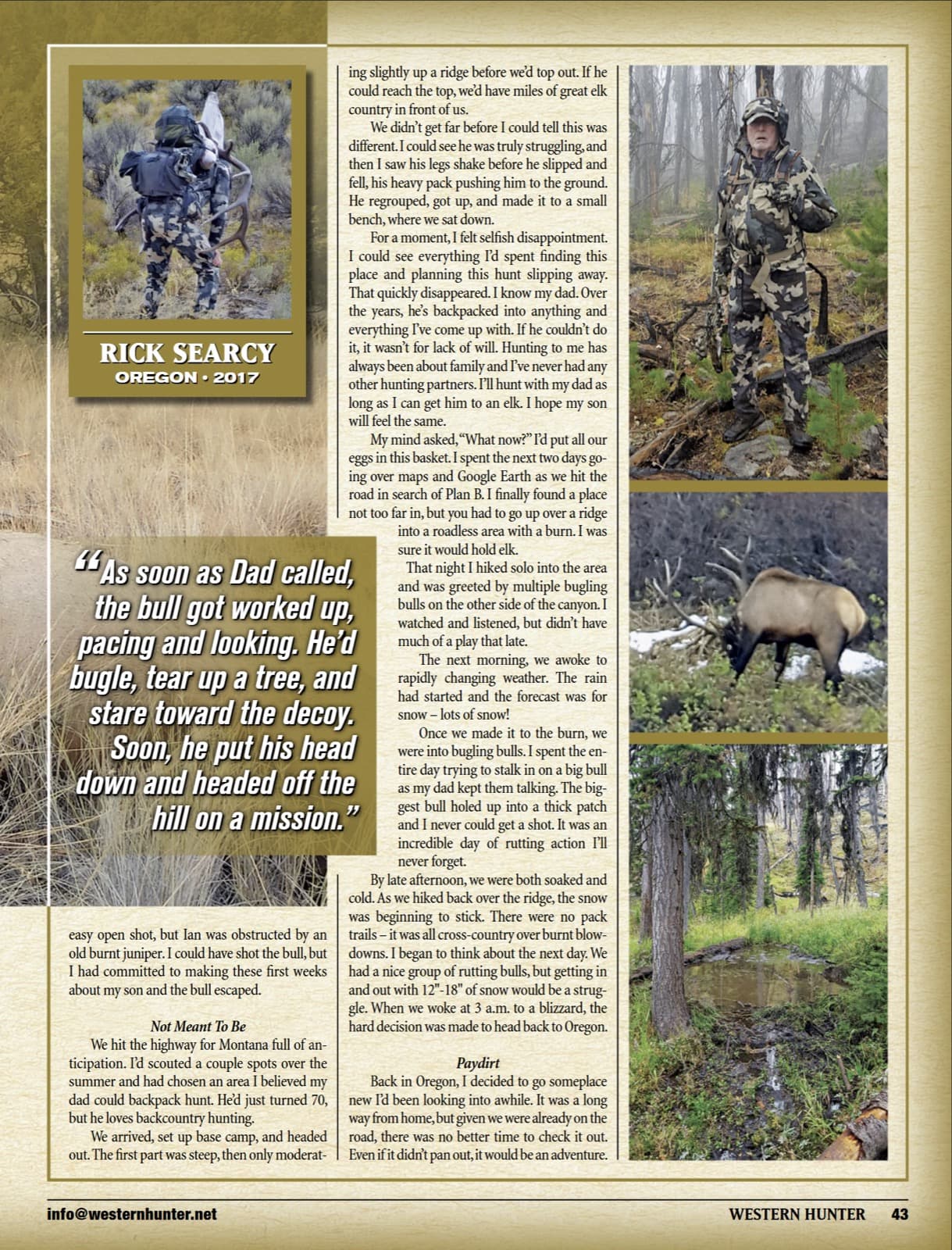Published hunting article page