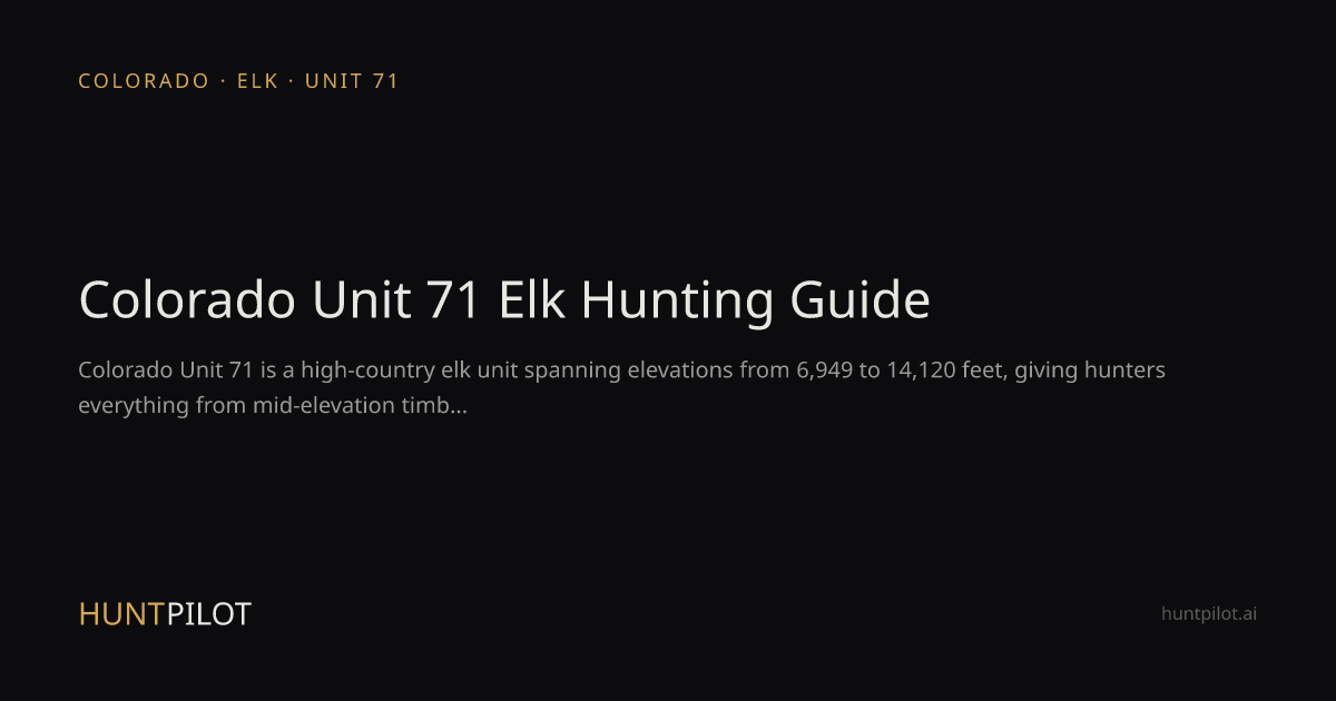 Colorado Unit 71 Elk Hunting Guide | HuntPilot